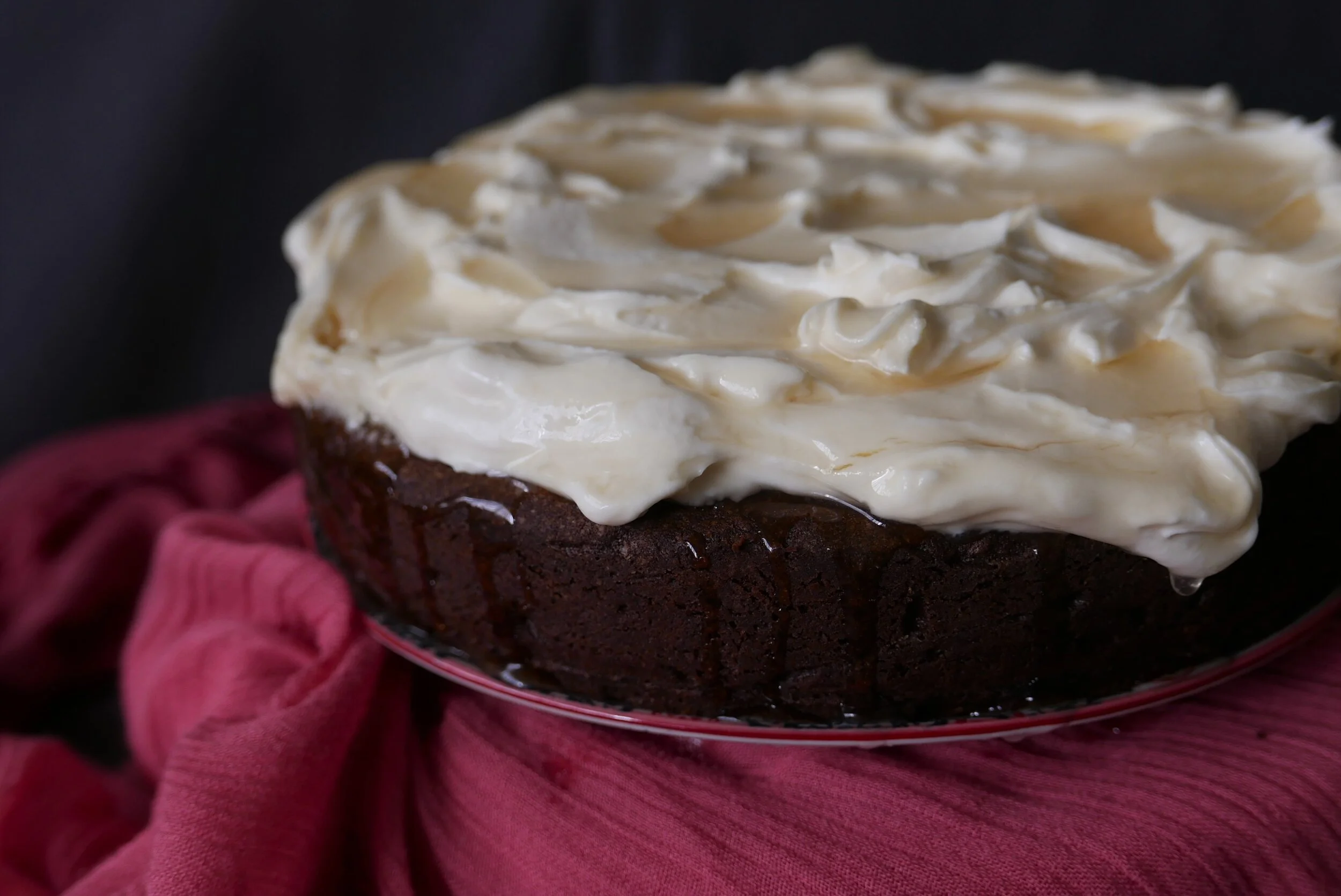 Dark Chocolate Cake with Honey Mascarpone