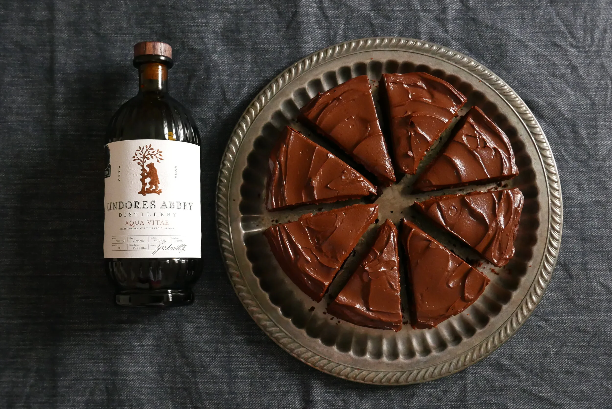 Dark Chocolate &amp; Aqua Vitae Prune Cake
