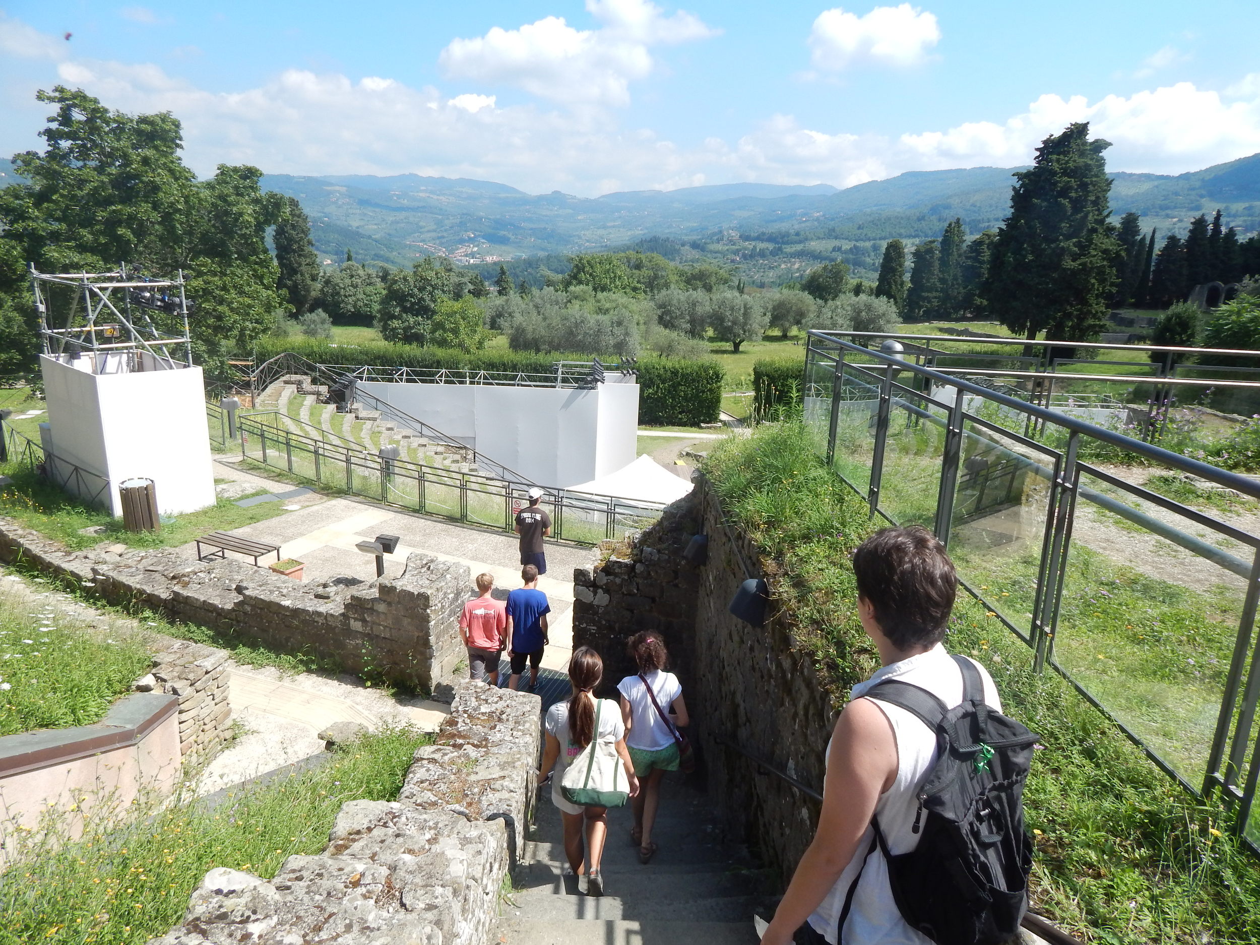 Making our way through Etruscan ruins overlooking the town of Fiesole