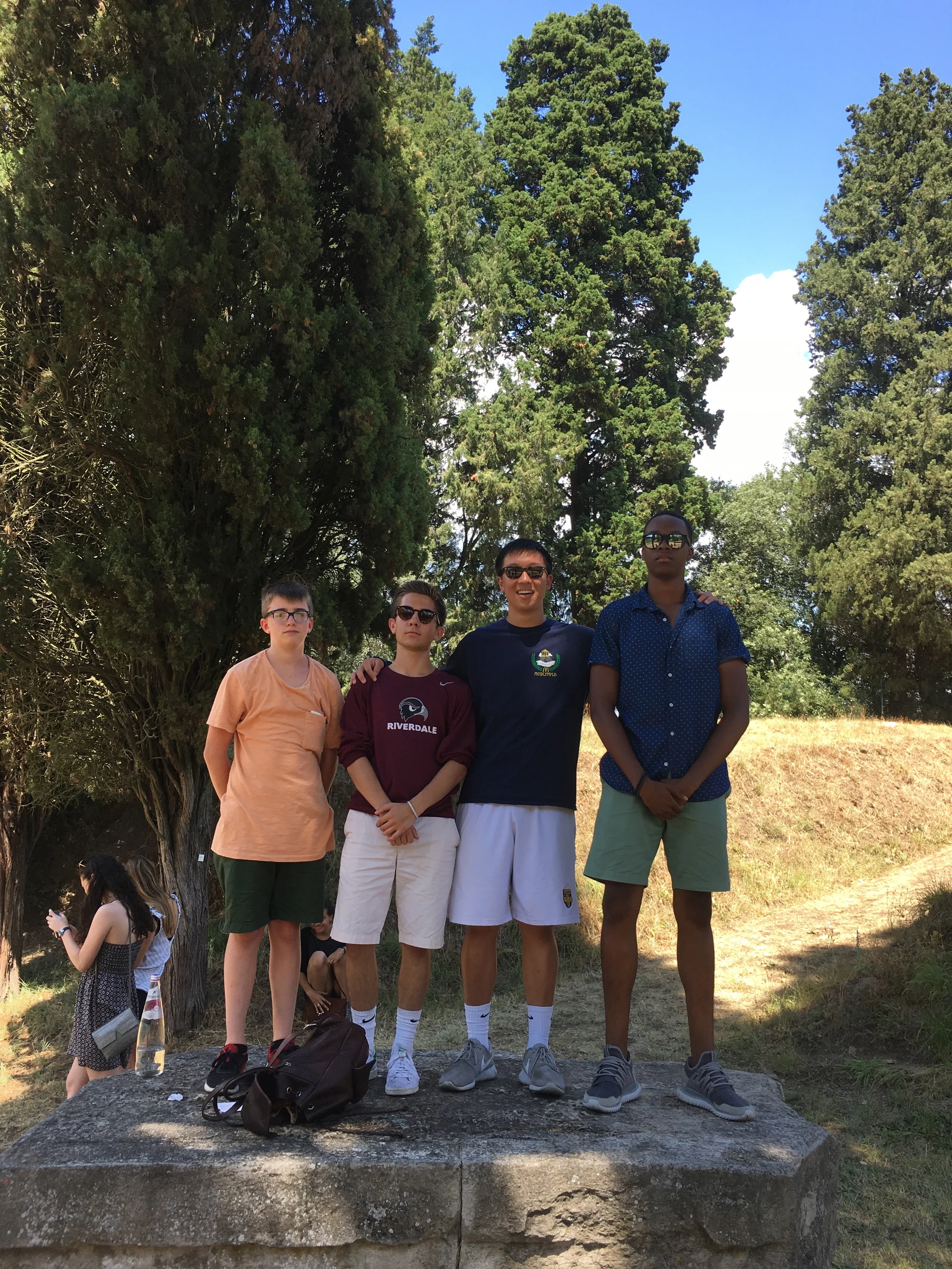 Henry, Christian, Michael and Isaiah on the altar of the temple at Fiesole