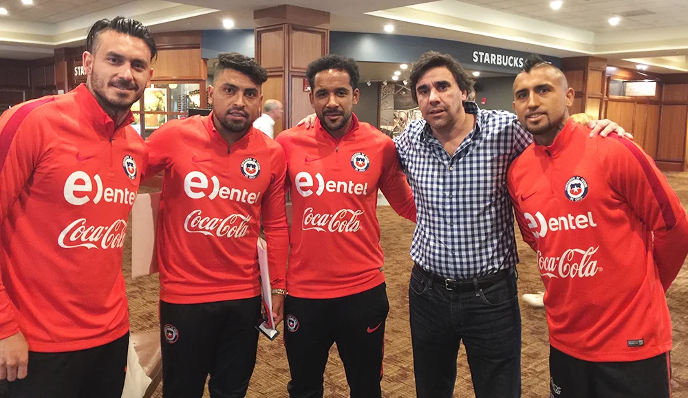Mauricio Pinilla, Gonzalo Jara, Jean Beausejour, Charlie and Arturo Vidal