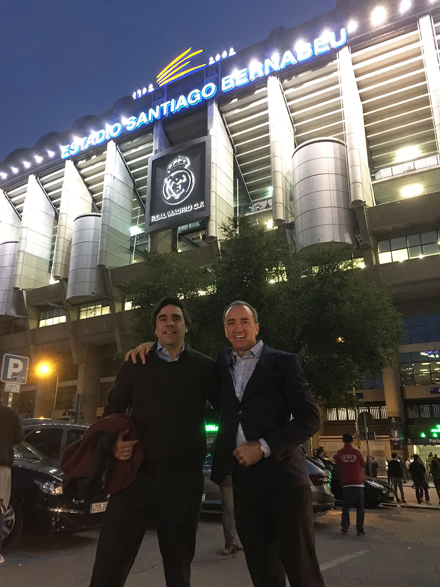 Carlos and Dario at the Santiago Bernabeu Stadium