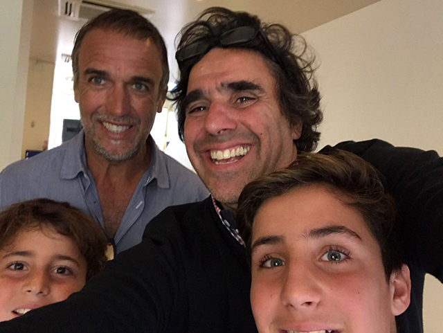 Gabriel Batistuta and Carlos with sons