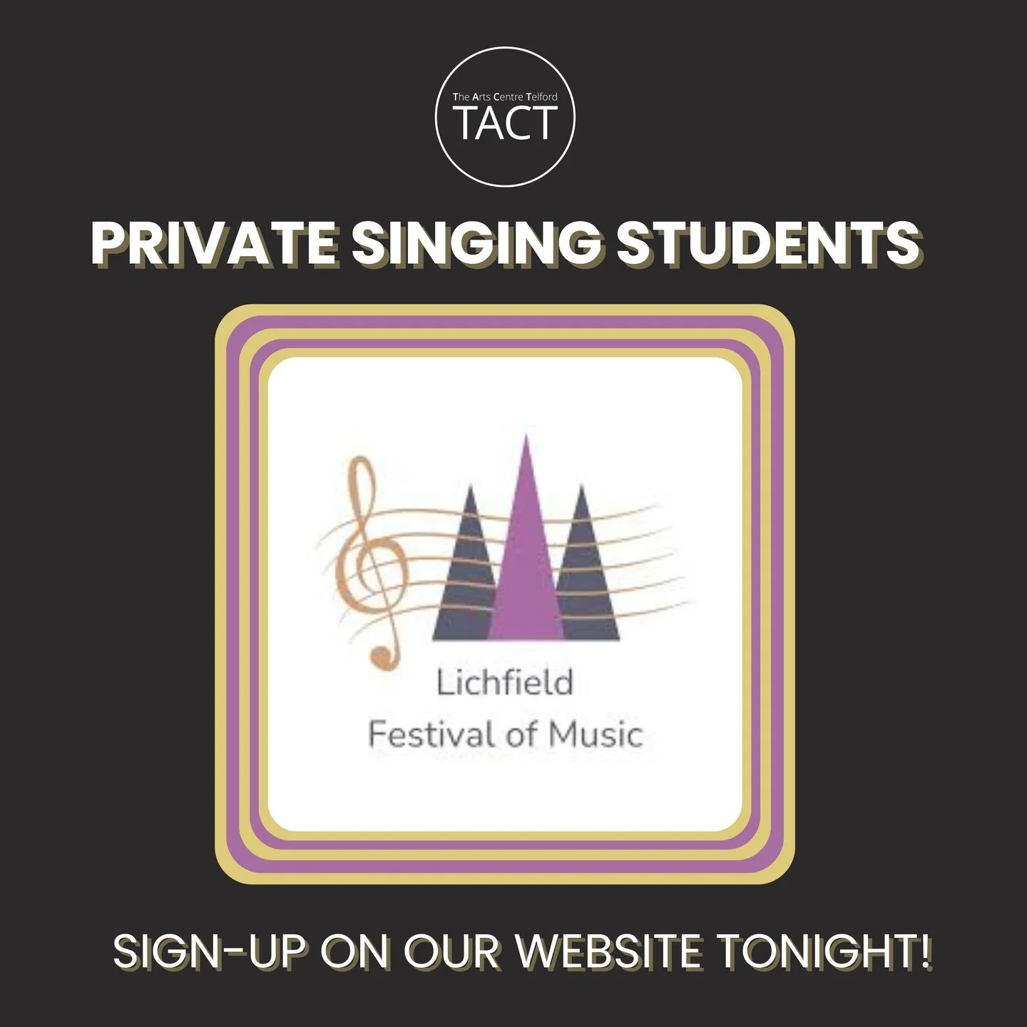 🌟 LICHFIELD FESTIVAL - LAST CHANCE TO SIGN-UP

🌟 Private singing students, if you want to perform in the Lichfield Festival of Music, please make sure you've signed up tonight. It is a wonderful event and we would love to have lots of students invo