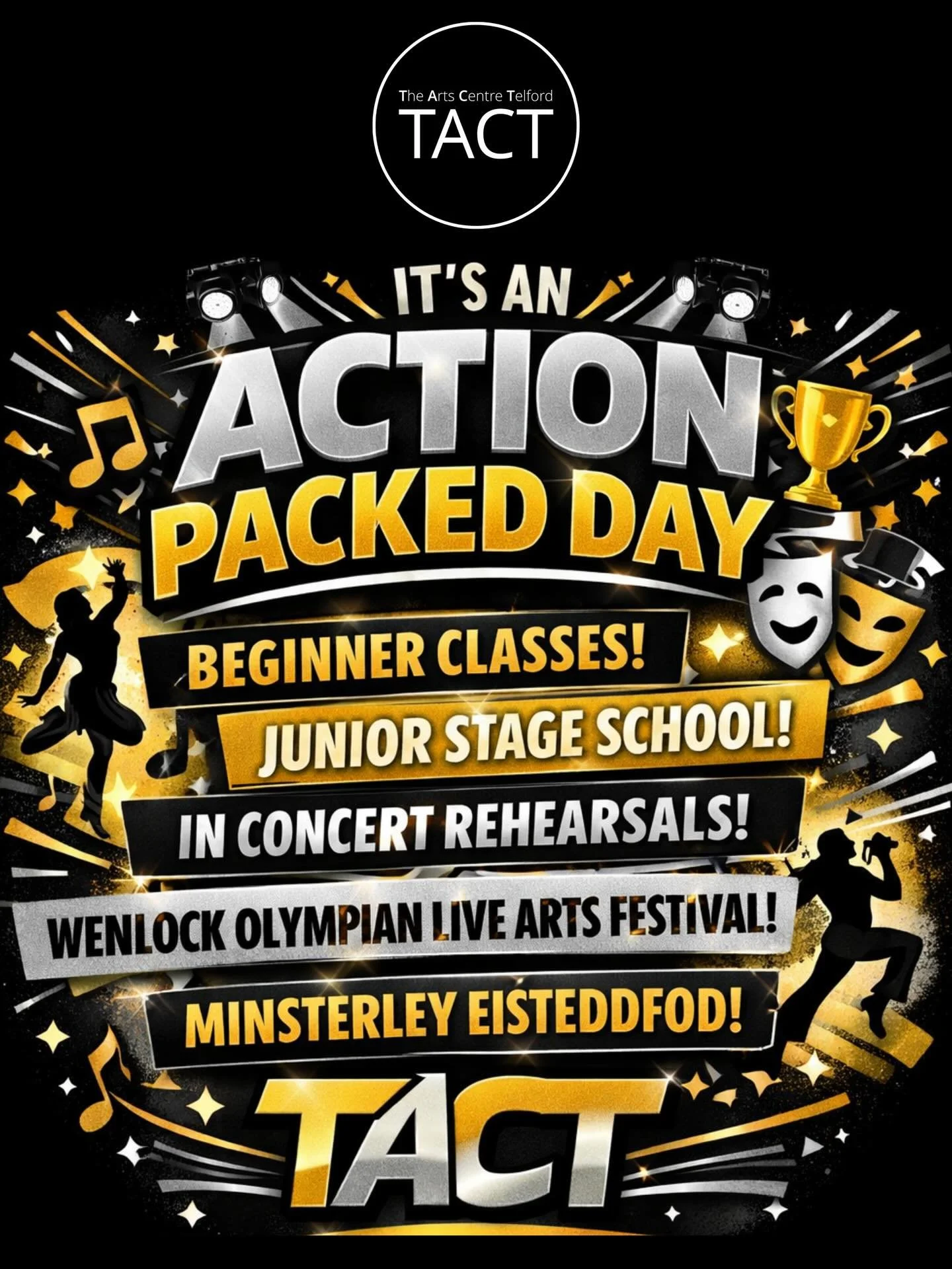 💛 A VERY BUSY SATURDAY AT THE ARTS CENTRE TELFORD - KEEP YOUR EYES PEELED FOR UPDATES!

💛 It&rsquo;s all go at TACT today! We&rsquo;ve got:
- Beginner Stage School
- Junior Stage School
- Minsterley Eisteddfod
- Wenlock Olympian Live Arts Festival
