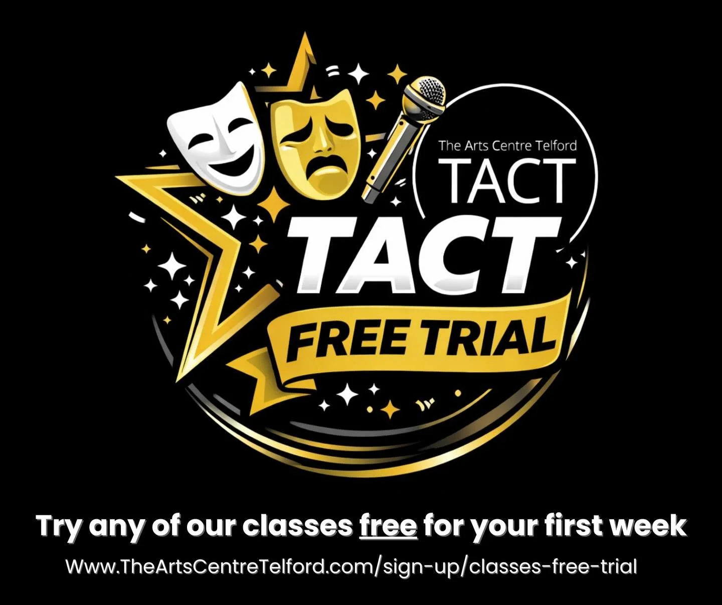 🎭 TRY A CLASS OR PRIVATE LESSON AT TACT

✨ We LOVE welcoming new faces at TACT so why not come and give our classes and private lessons a try.

🆓 FREE CLASS TRIALS: If there&rsquo;s a class you&rsquo;ve never attended at TACT before, you can try it