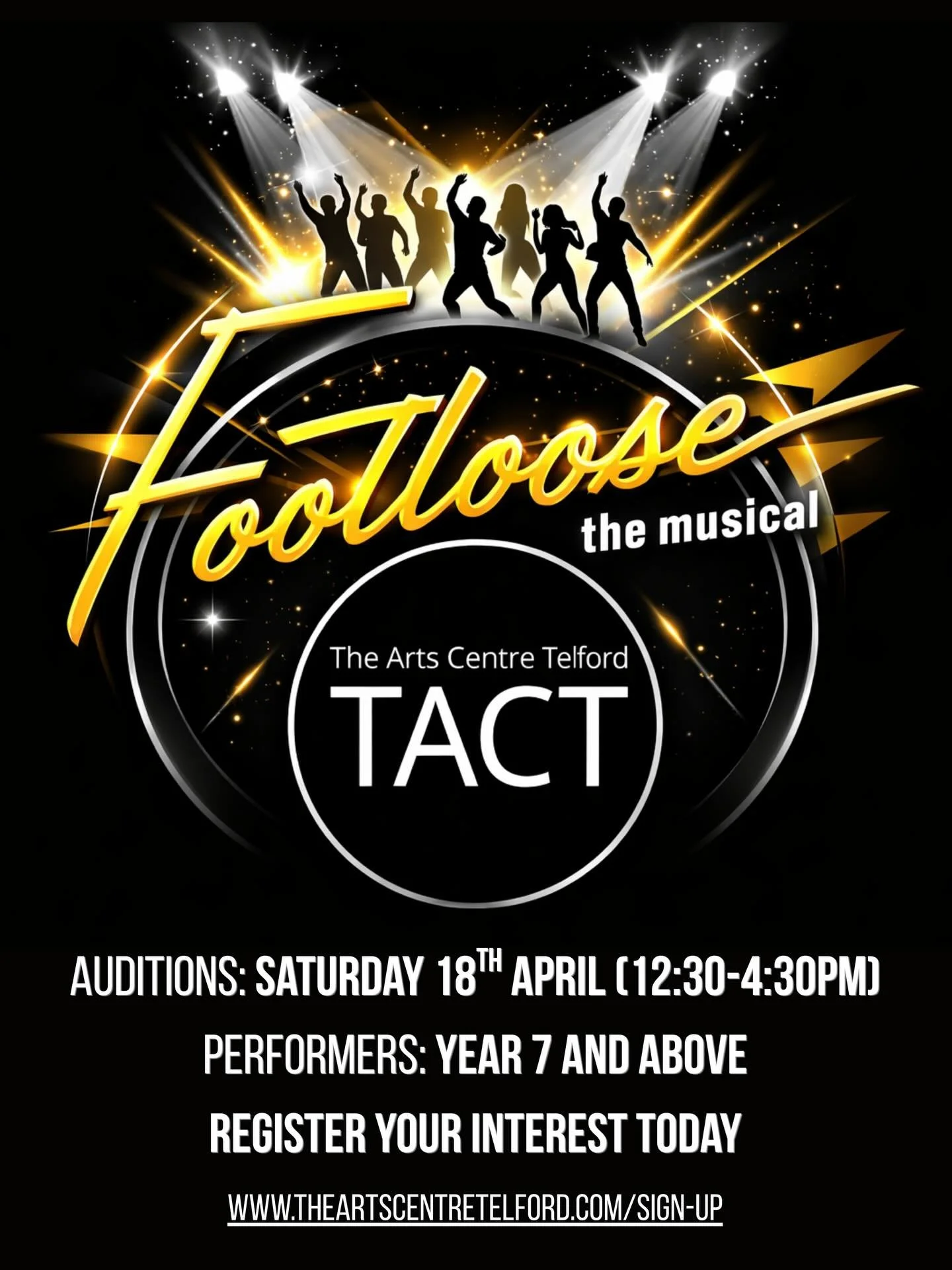 🕺 TACT SHOWS ARE BACK - FOOTLOOSE THE MUSICAL - SUMMER 2026

💃 We are delighted to be producing a musical this summer with our Senior performers! Auditions for Footloose will be on Saturday 18th April 2026 for shows on 16th, 17th 18th July 2026.

?