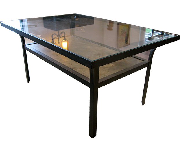 Steel cocktail table: $775