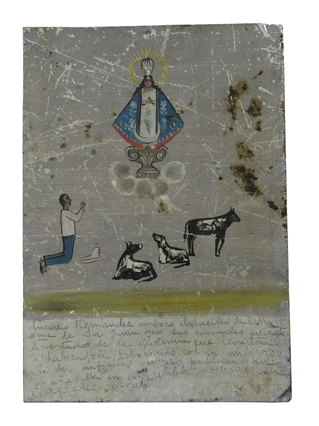 Folk art painting on tin: $150