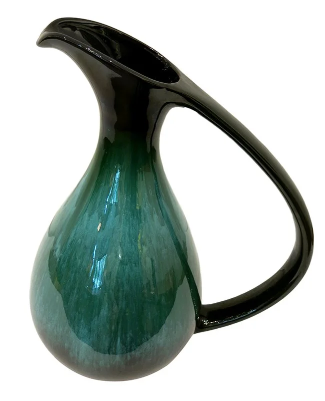 Ceramic pitcher in blue green - Vintage.jpg