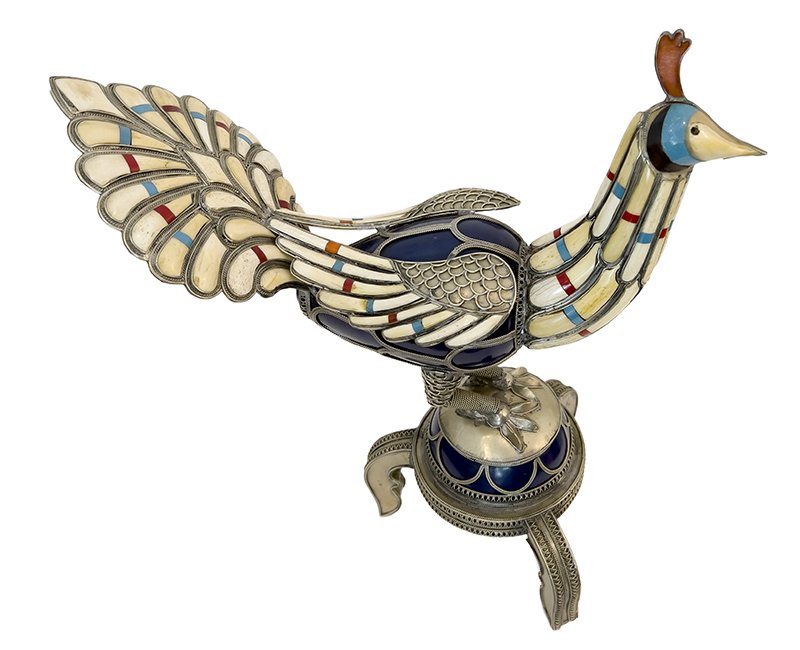 Filigree and bone bird sculpture: Sold