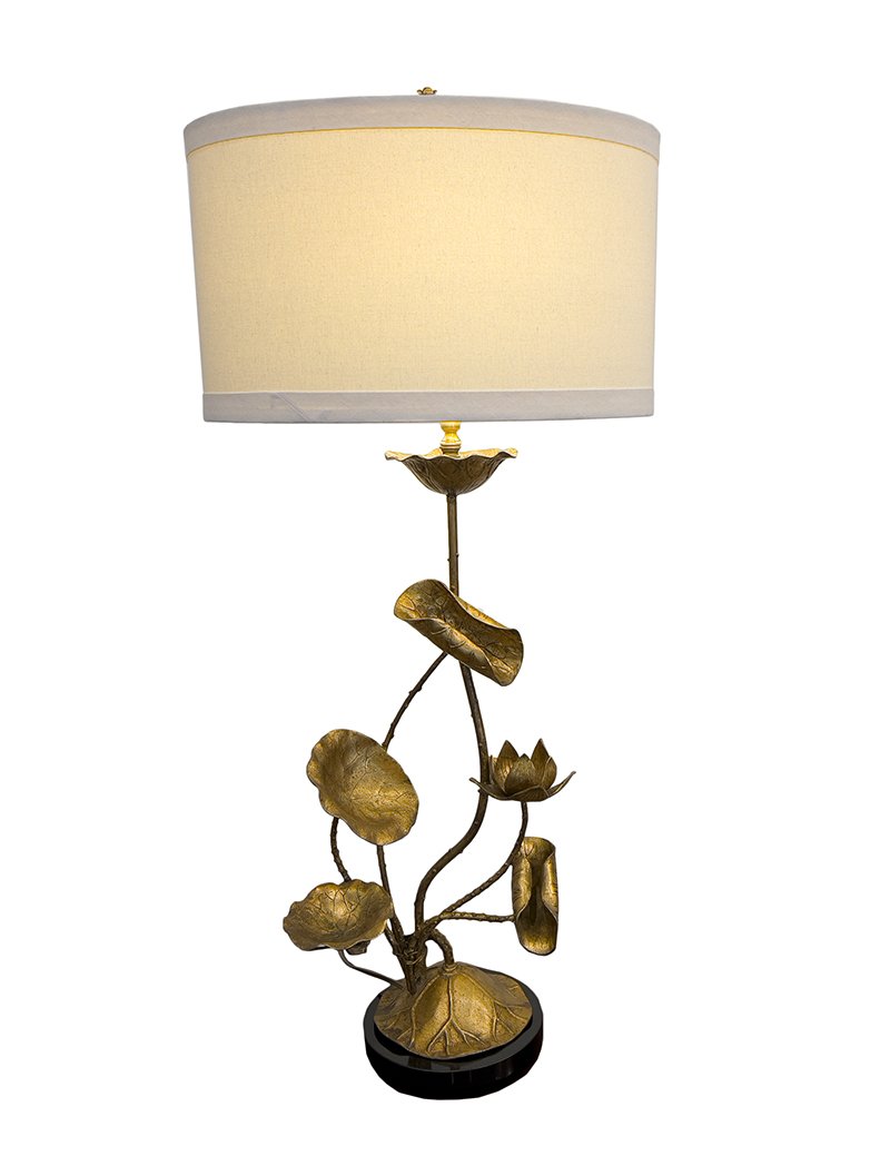 Italian gilt lotus leaf lamp: Sold