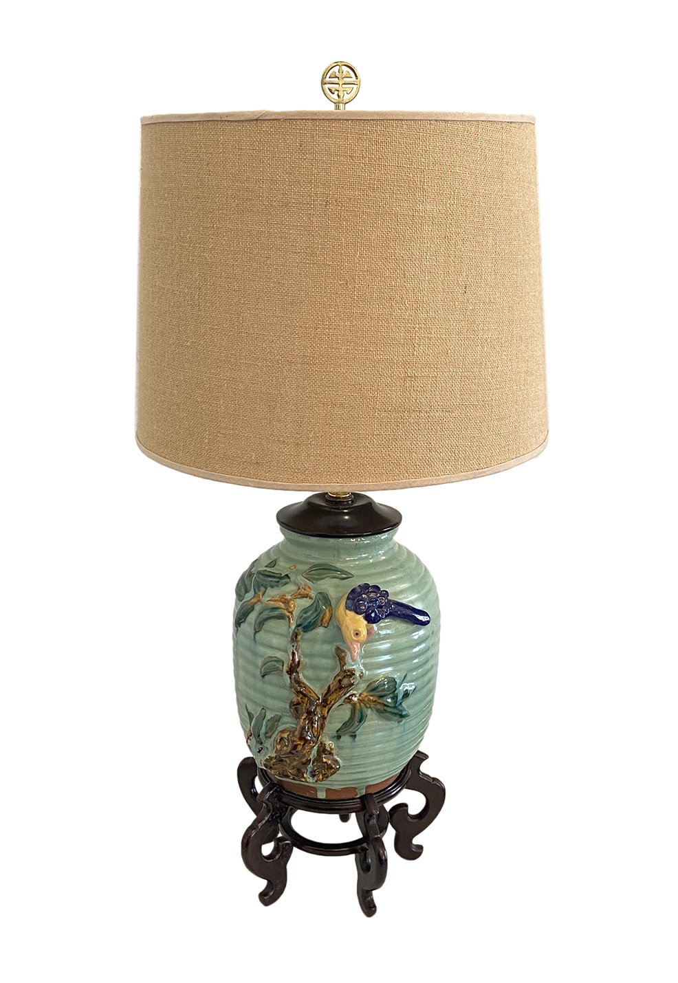 Chinoiserie lamp with bird: Sold