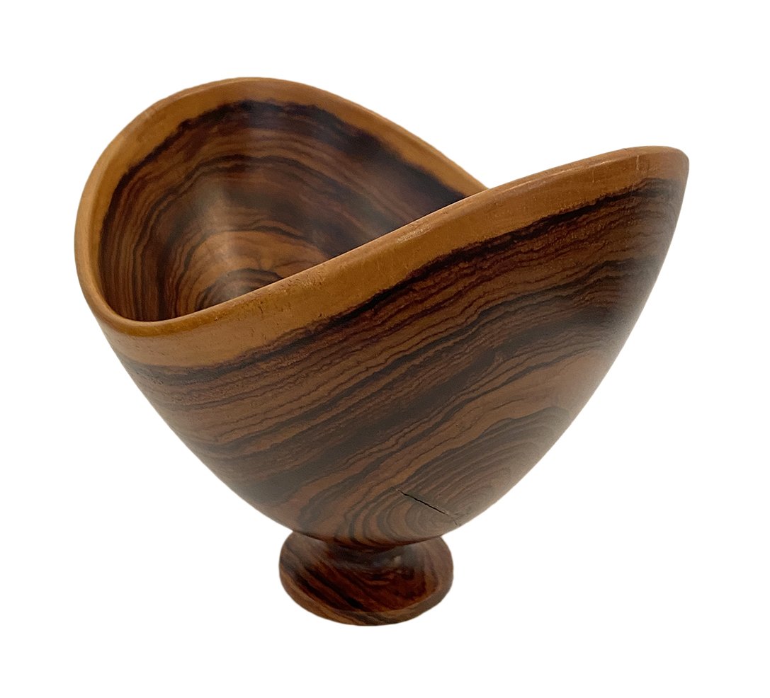 Turned wood bowl on pedestal: $170