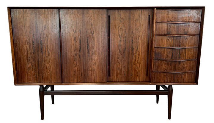 High sideboard in rosewood: $4200