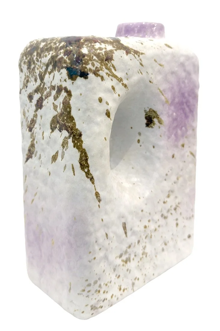 White, Lavender, and Brown German Pottery Vase - German Antiques Westside Modern.jpeg