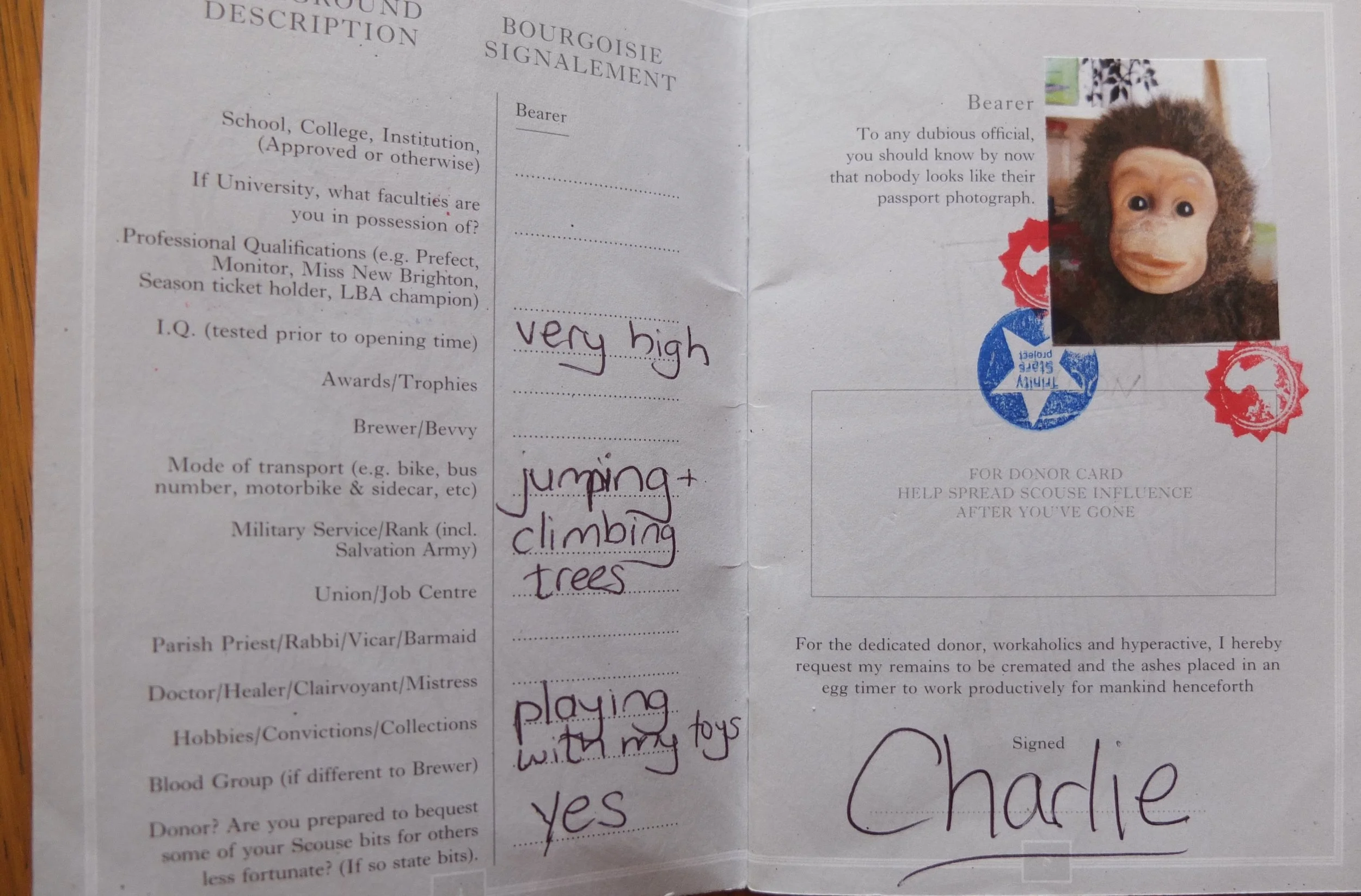 Filled in with his details and his photo too.