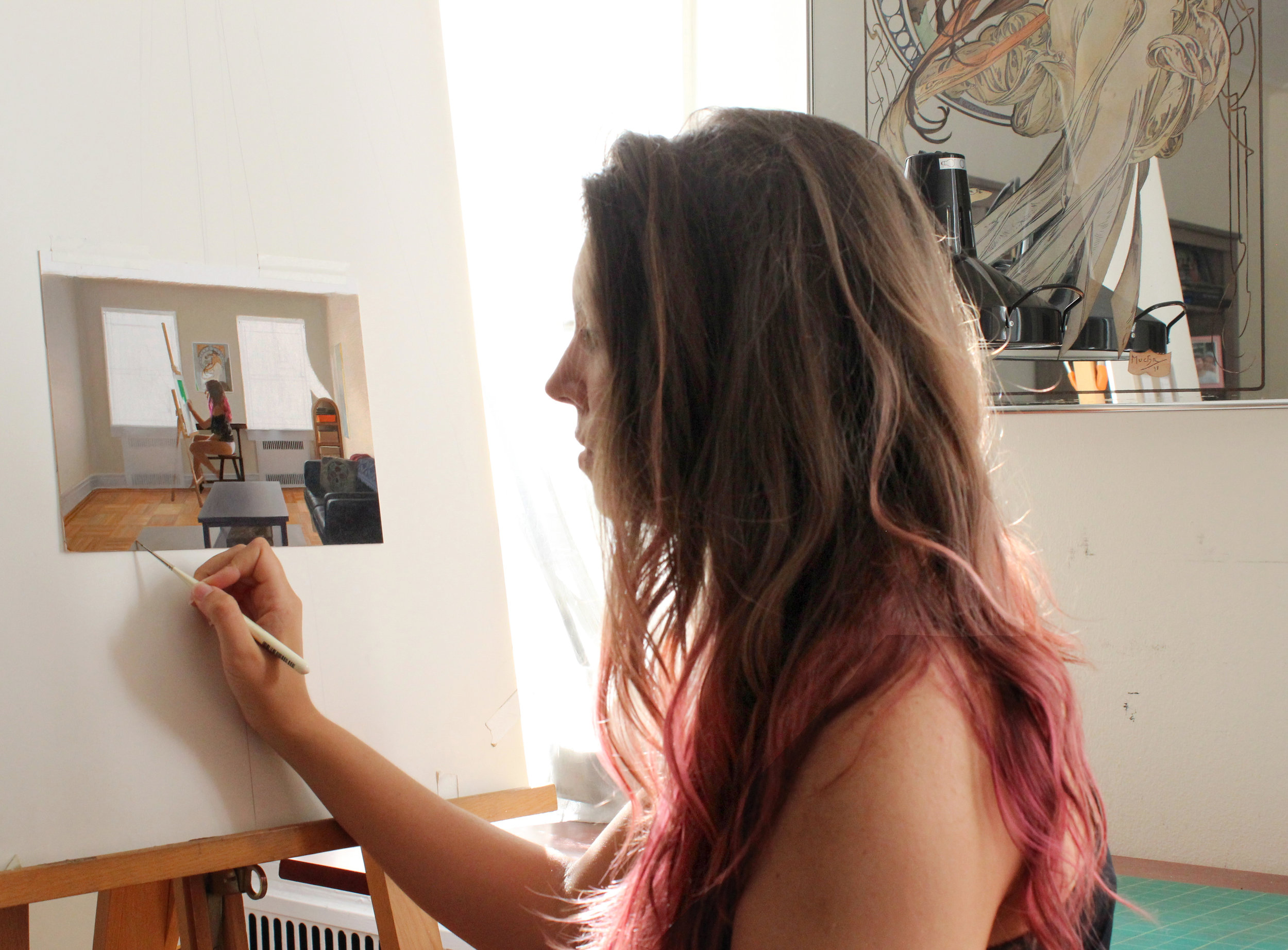 California, here we come! Working on my palette painting of our beloved Queens apartment for "Point of Origin" just before the big move to the Bay Area.