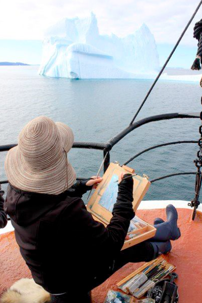 Lisa Lebofsky painting glaciers on location
