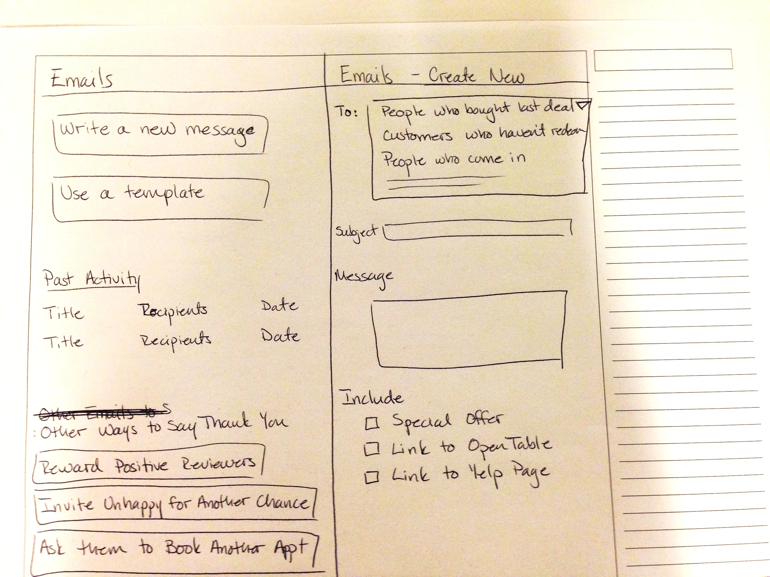 Early sketch of the Inbox