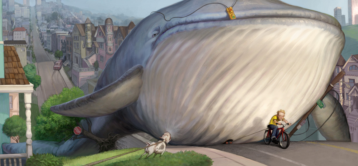 From Billy Twittters and His Blue Whale Problem , by Mac Barnett, illustration by Adam Rex