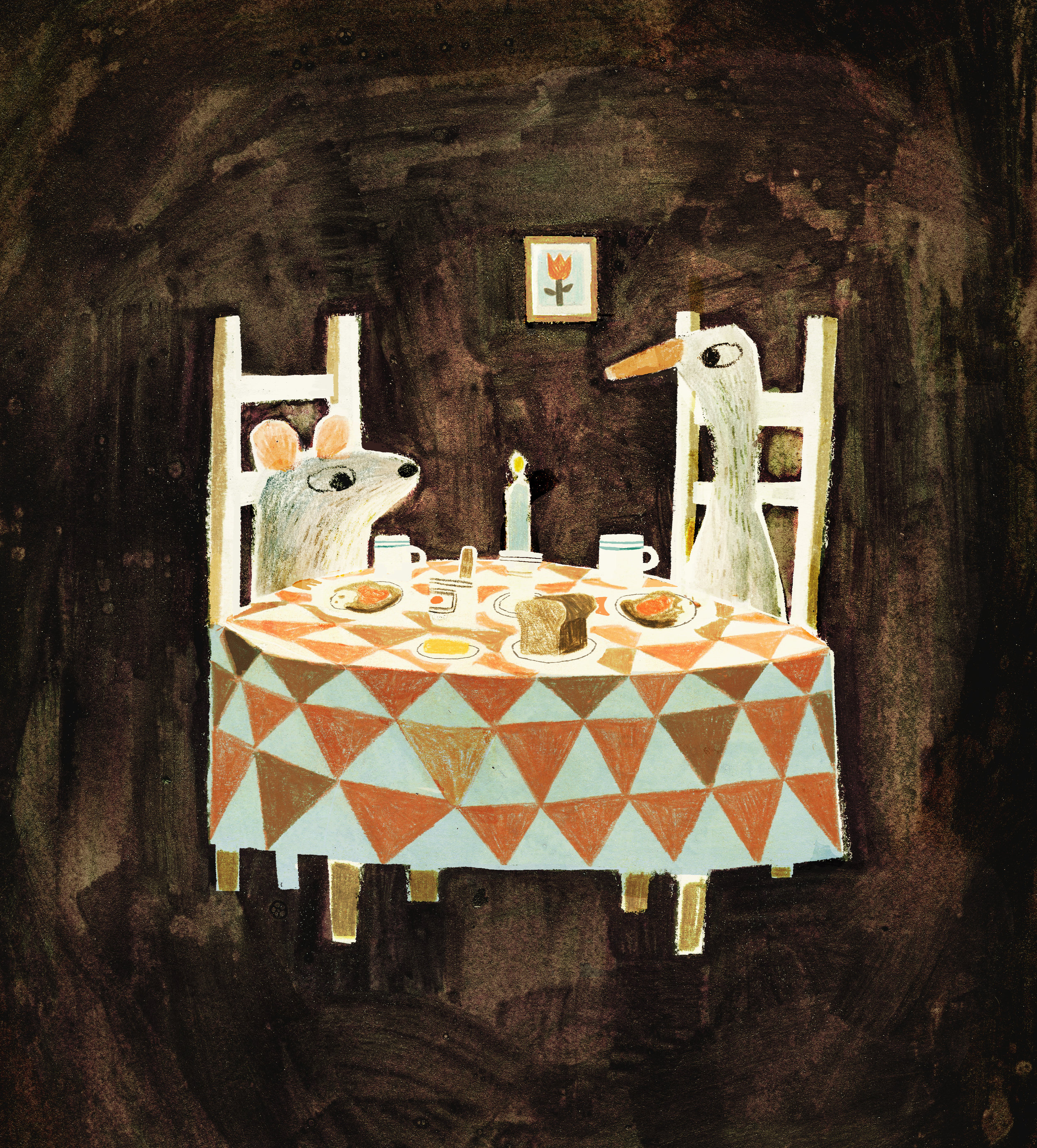 Illustration by Jon Klassen from The Wolf, the Duck, and the Mouse, by Mac Barnett