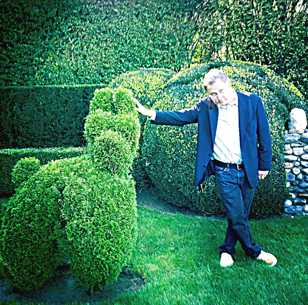 Smith in a topiary garden