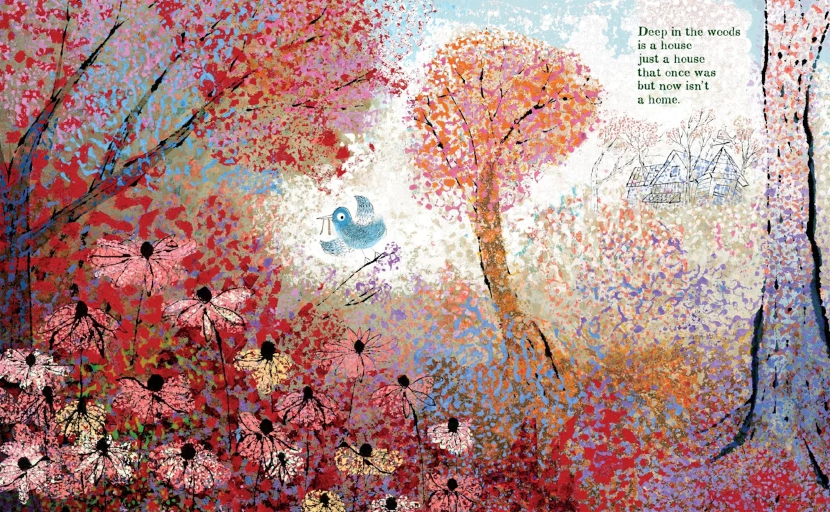 Interior spread from A House That Once Was, by Julie Fogliano, illustration by Lane Smith 