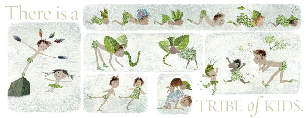 Interior spread from There Is a Tribe of Kids , Lane Smith