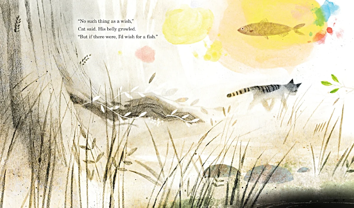 Interior spread from Cat Wishes , by Calista Brill, illustration by Kenard Pak