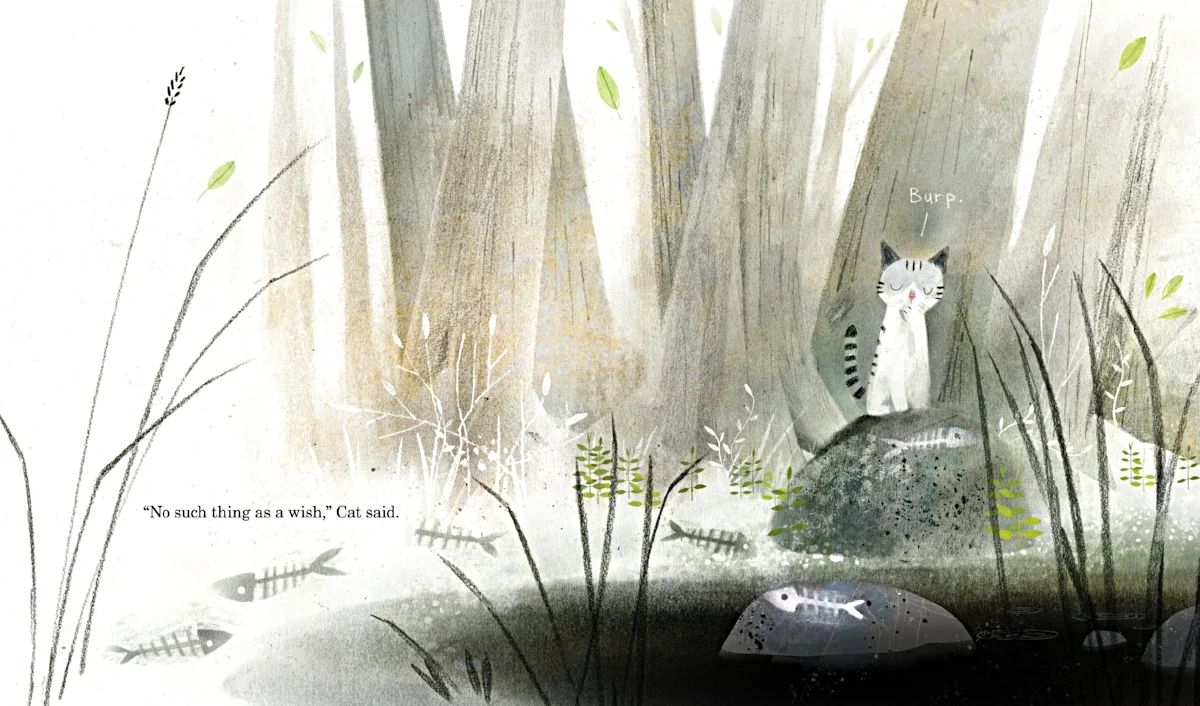 Interior spread from Cat Wishes , by Calista Brill, illustration by Kenard Pak