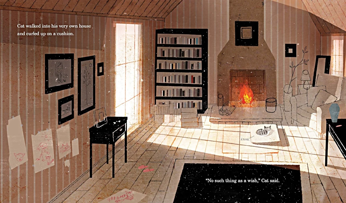 Interior spread from Cat Wishes , by Calista Brill, illustration by Kenard Pak