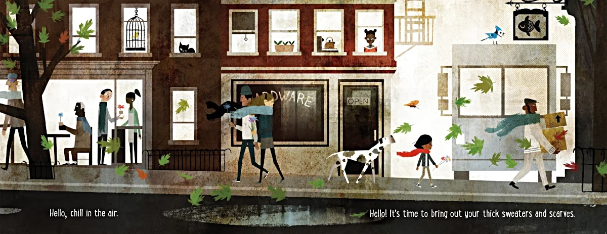 Interior spread from Goodbye Summer, Hello Autumn , Kenard Pak