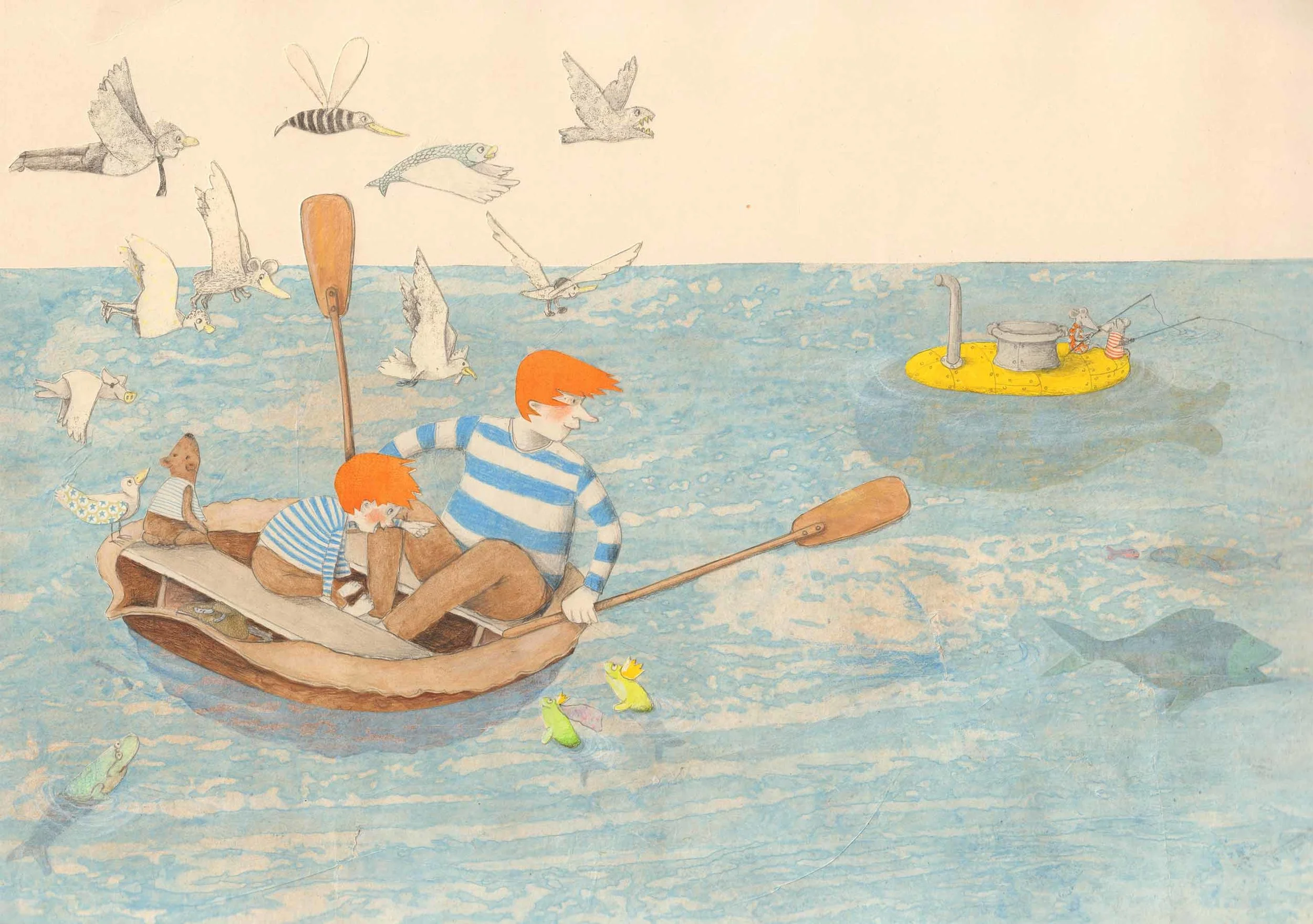 Illustration from interior spread in Everything Is Good Again at the North Pole, Helga Bansch