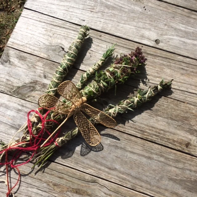 Make our own smudge with local herbs
