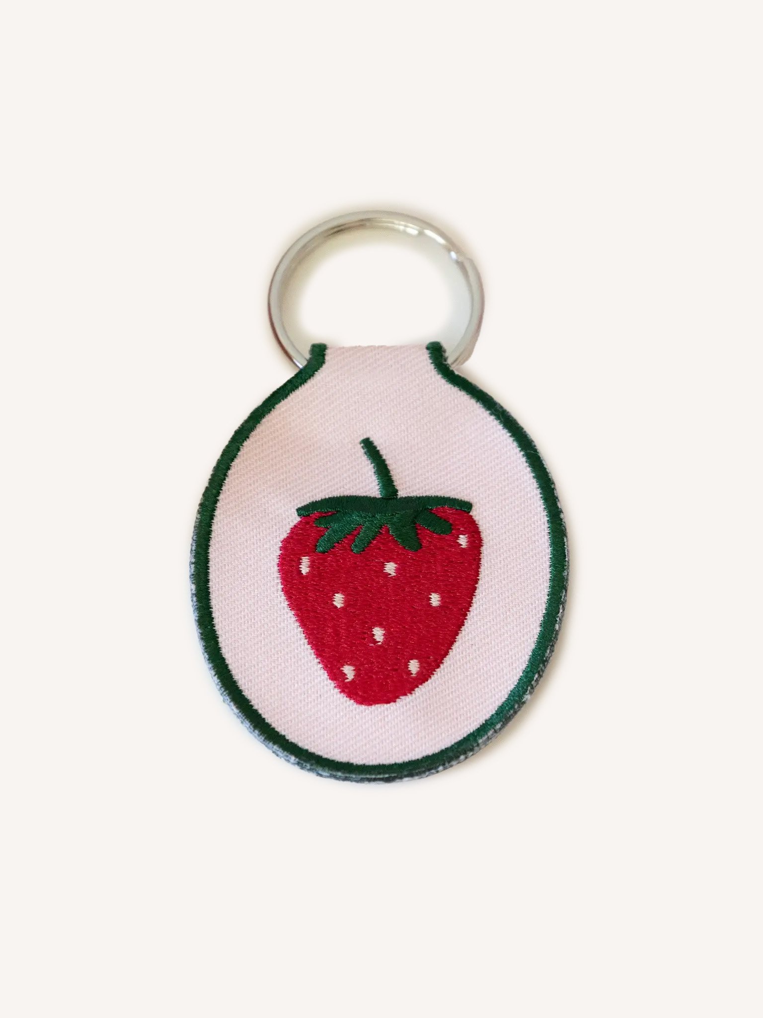 Strawberry Embroidered Keychain