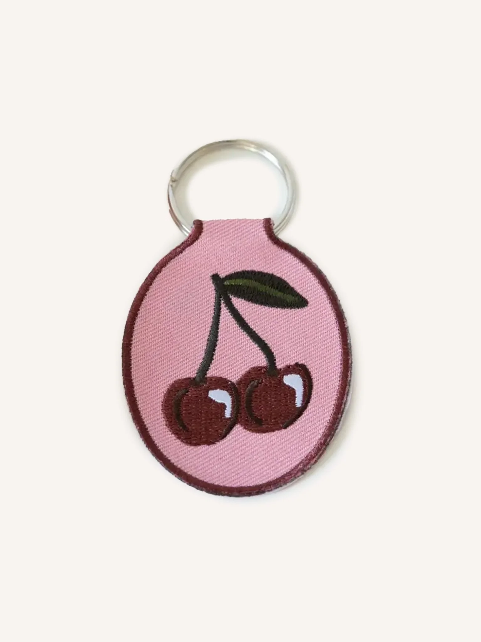 Cherry Embroidered Keychain
