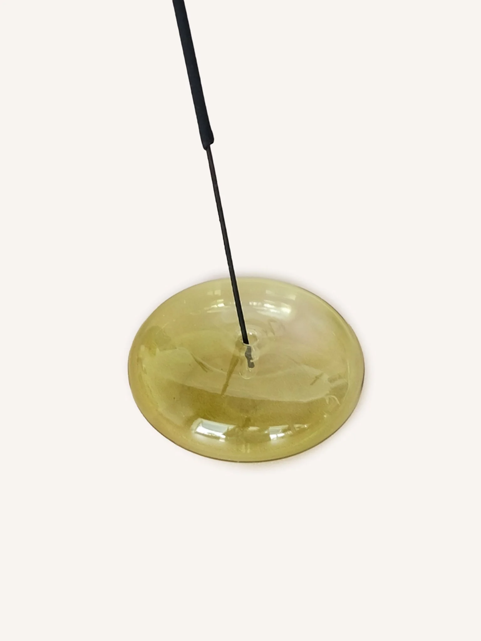 Olive Bubble Glass Incense Holder