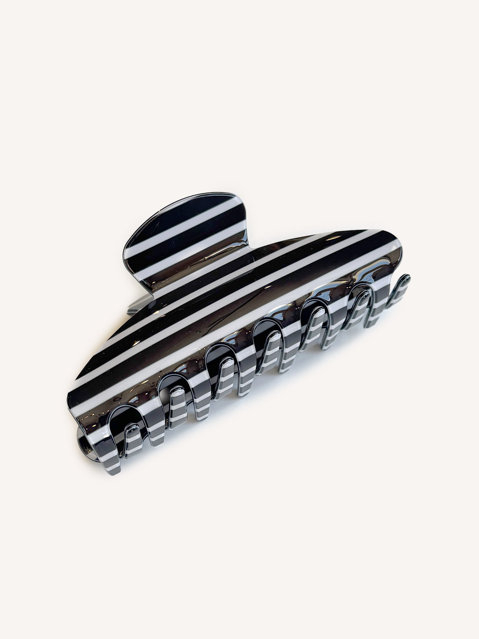 Black & White Stripe Hair Claw