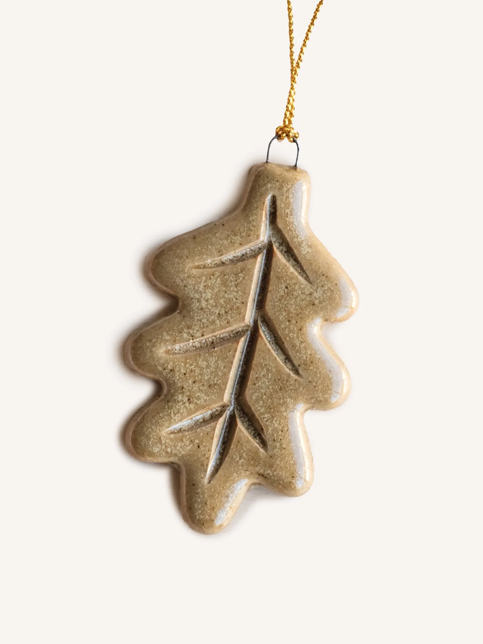 Oak Leaf Ceramic Ornament
