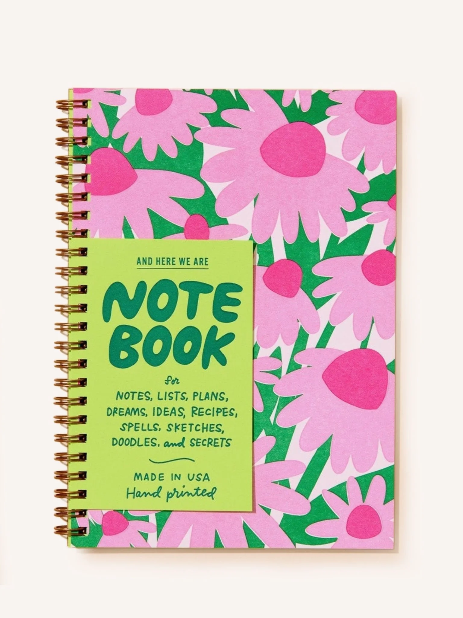 Letterpress Spiral Notebook - Coneflower