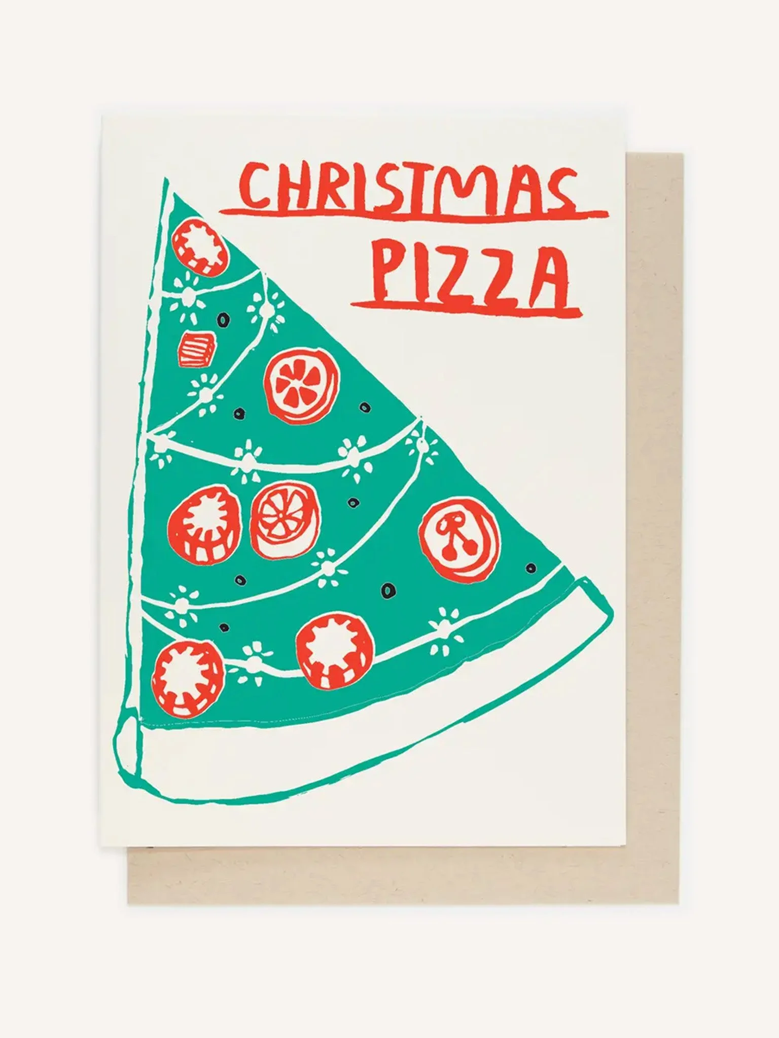 Christmas Pizza- Holiday Letterpress Card