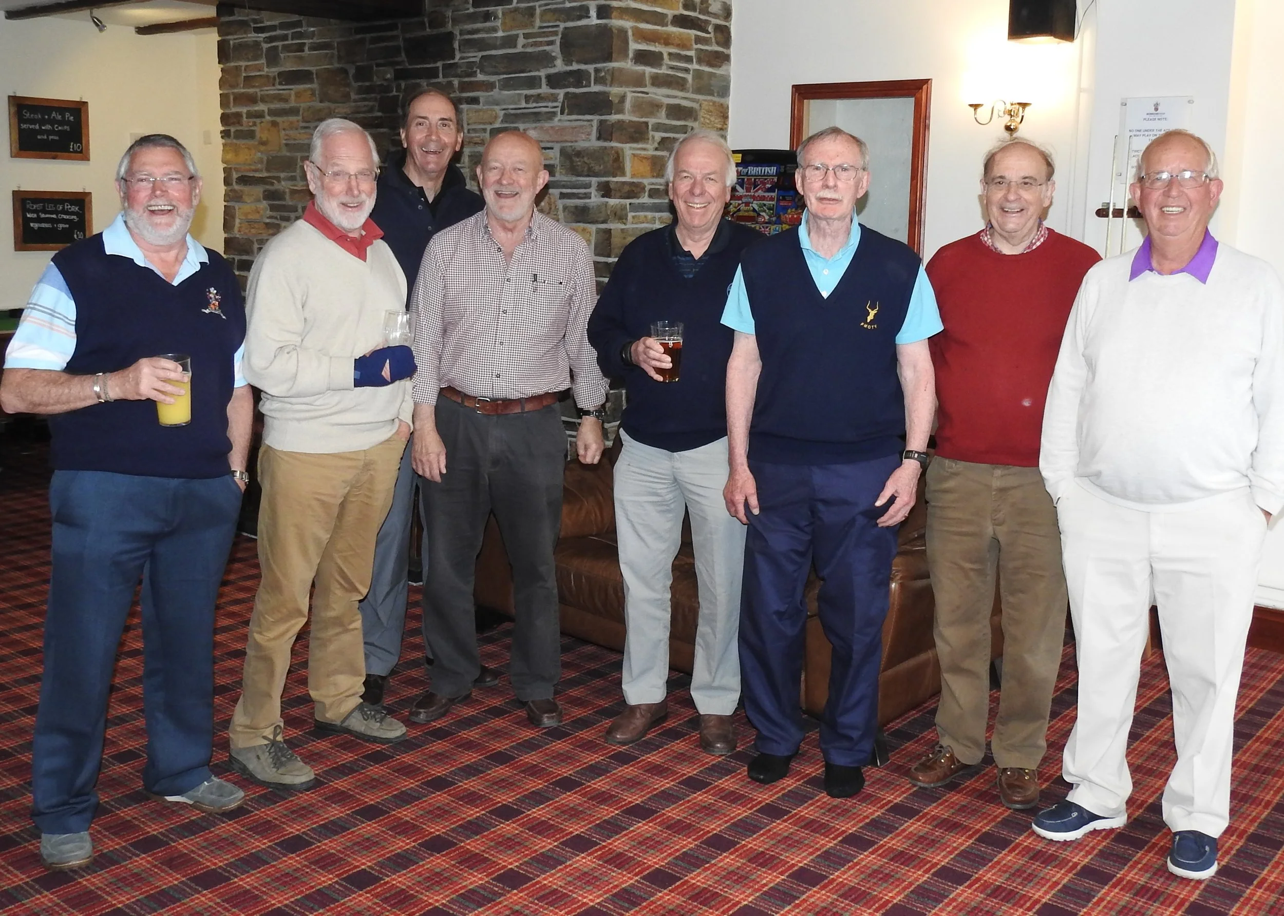 First OY Golf day in Cornwall L to R: Alan May, Simon Williamson, Nigel Gaymer, Rob Bradshaw, Mike Harrington, Rob Rowland, Gordon Chubb and Ken Doig.