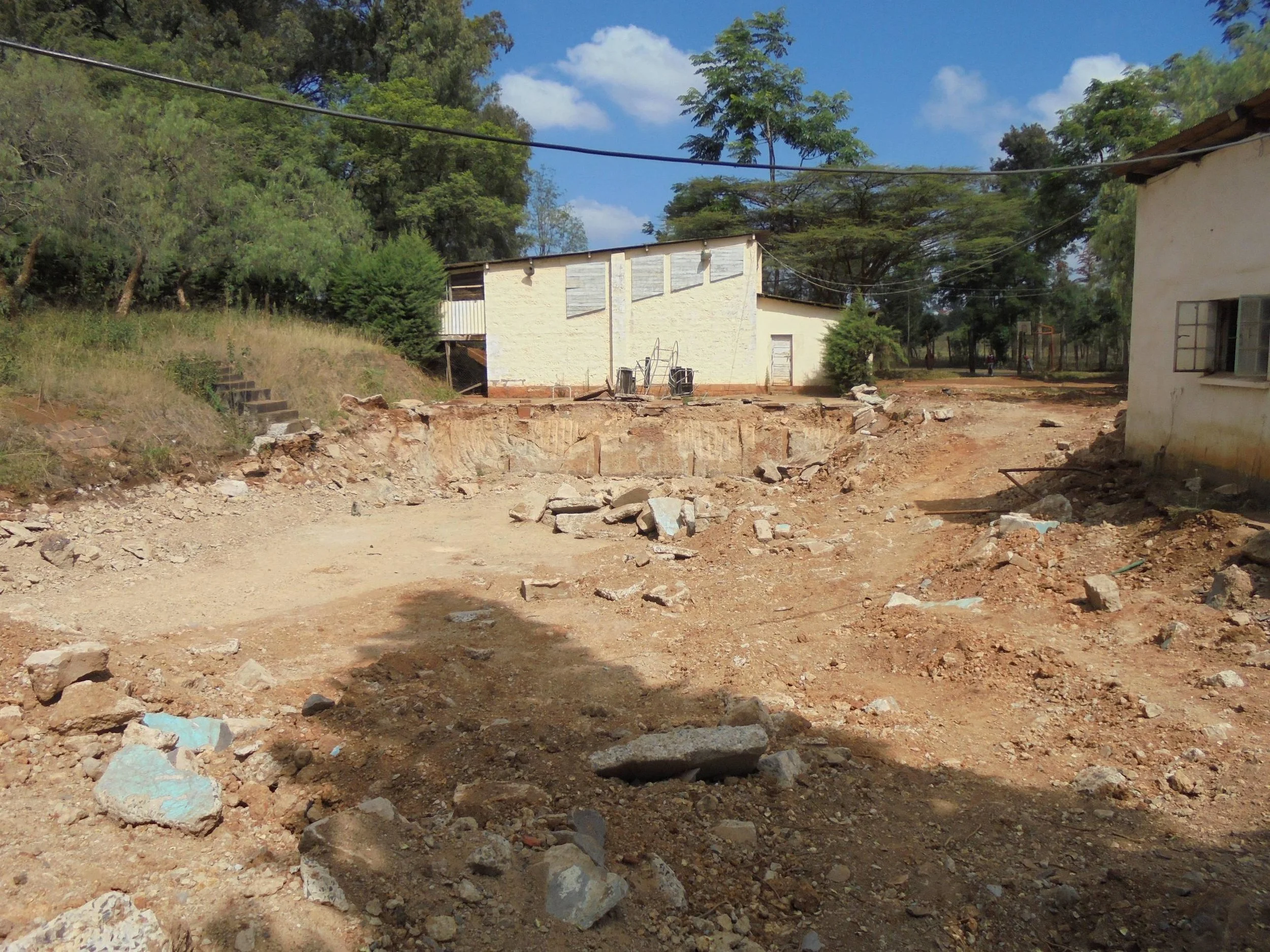 The existing swimming pool has been knocked in and work started to resurface the area.