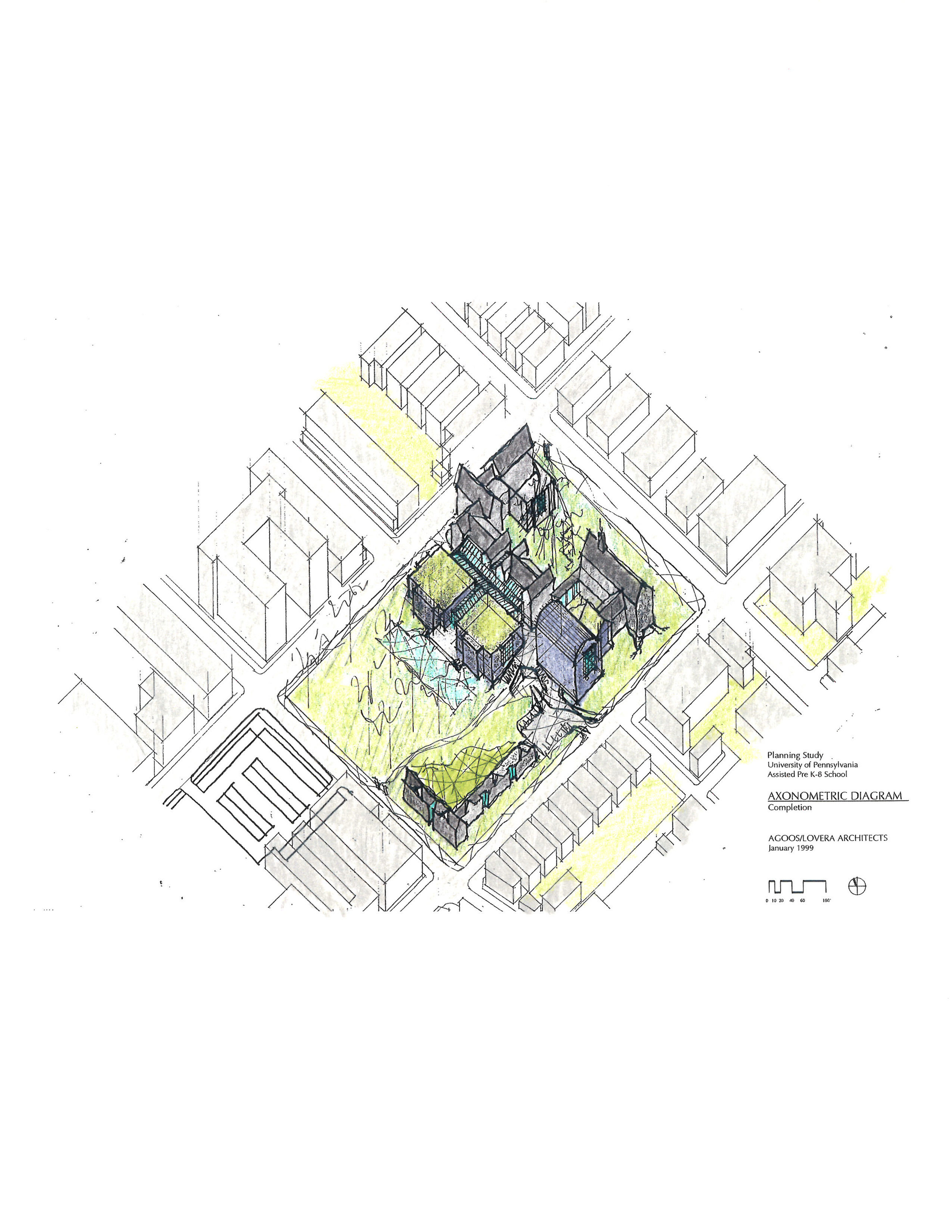 bird's eye view of master plan massing