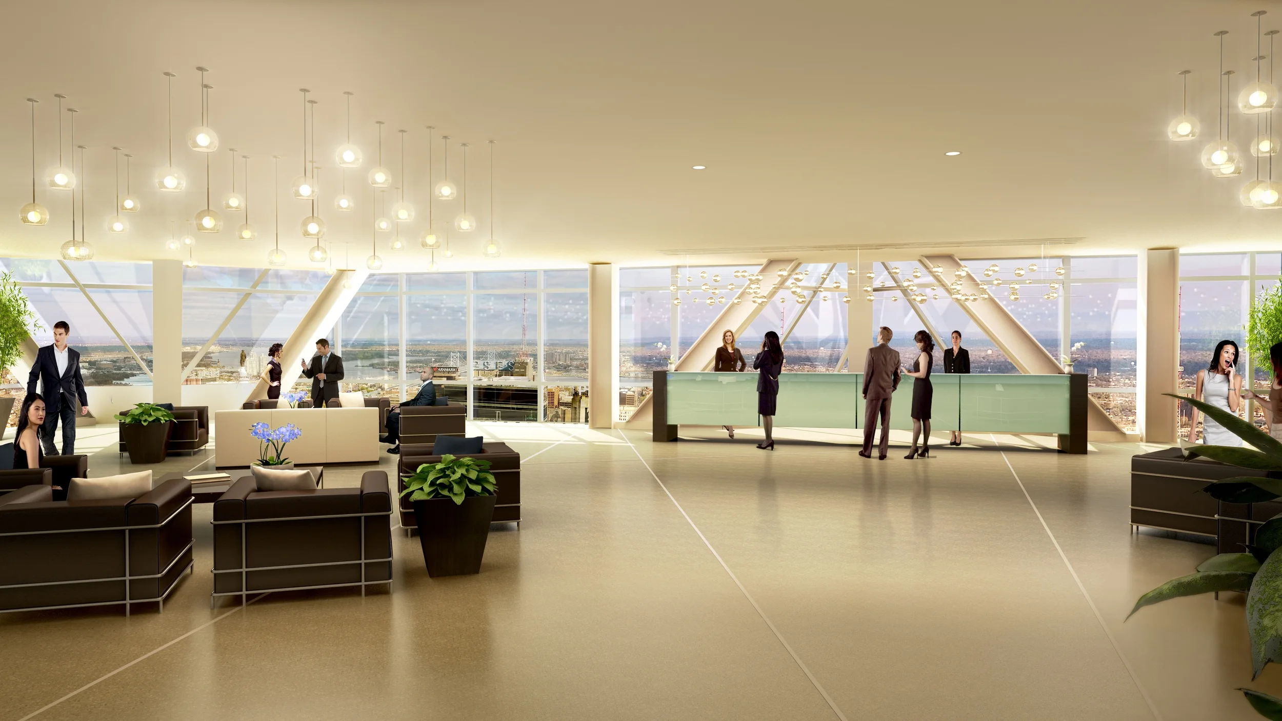 56th floor sky lobby (daytime)