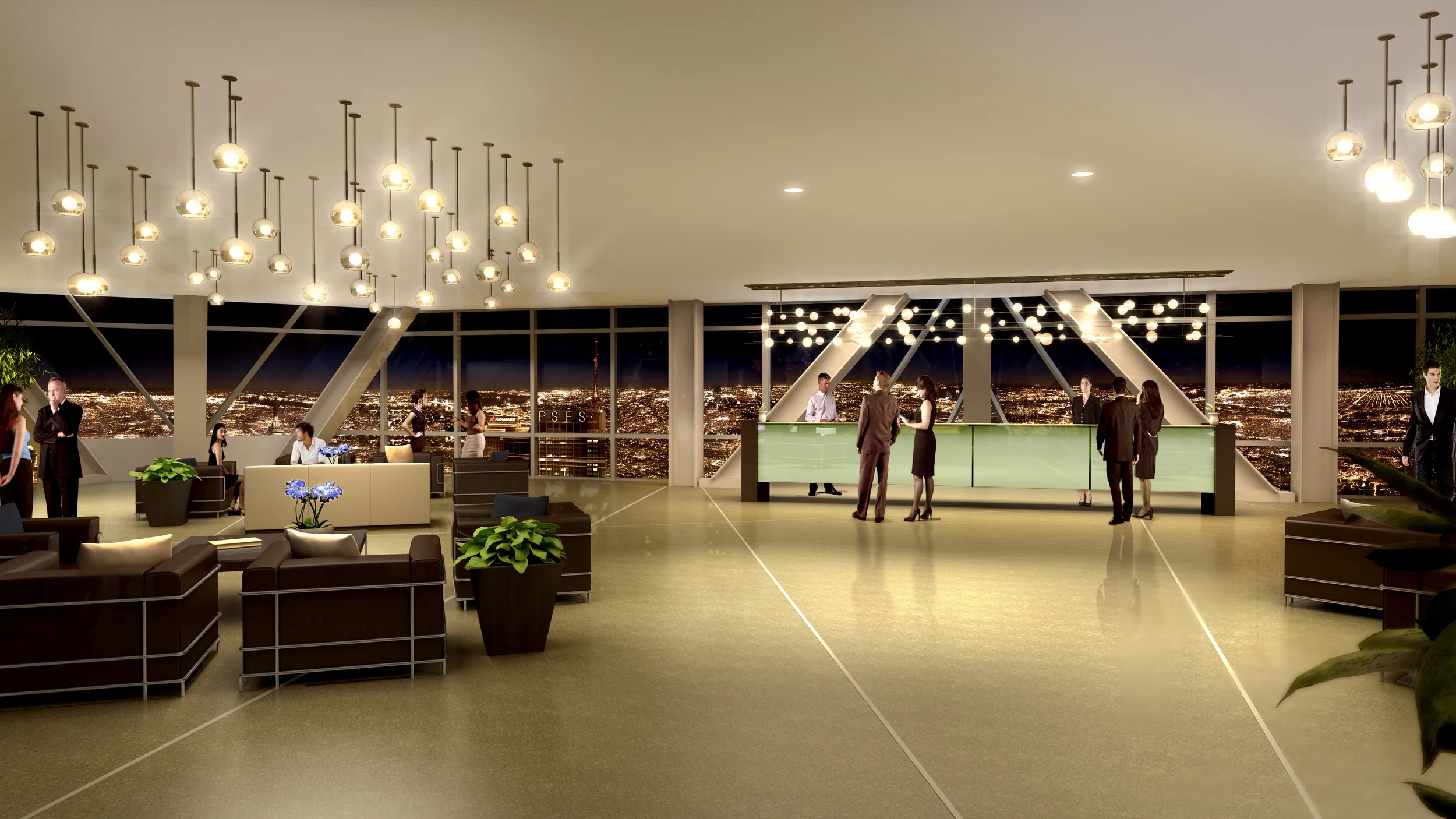 56th floor sky lobby (dusk)