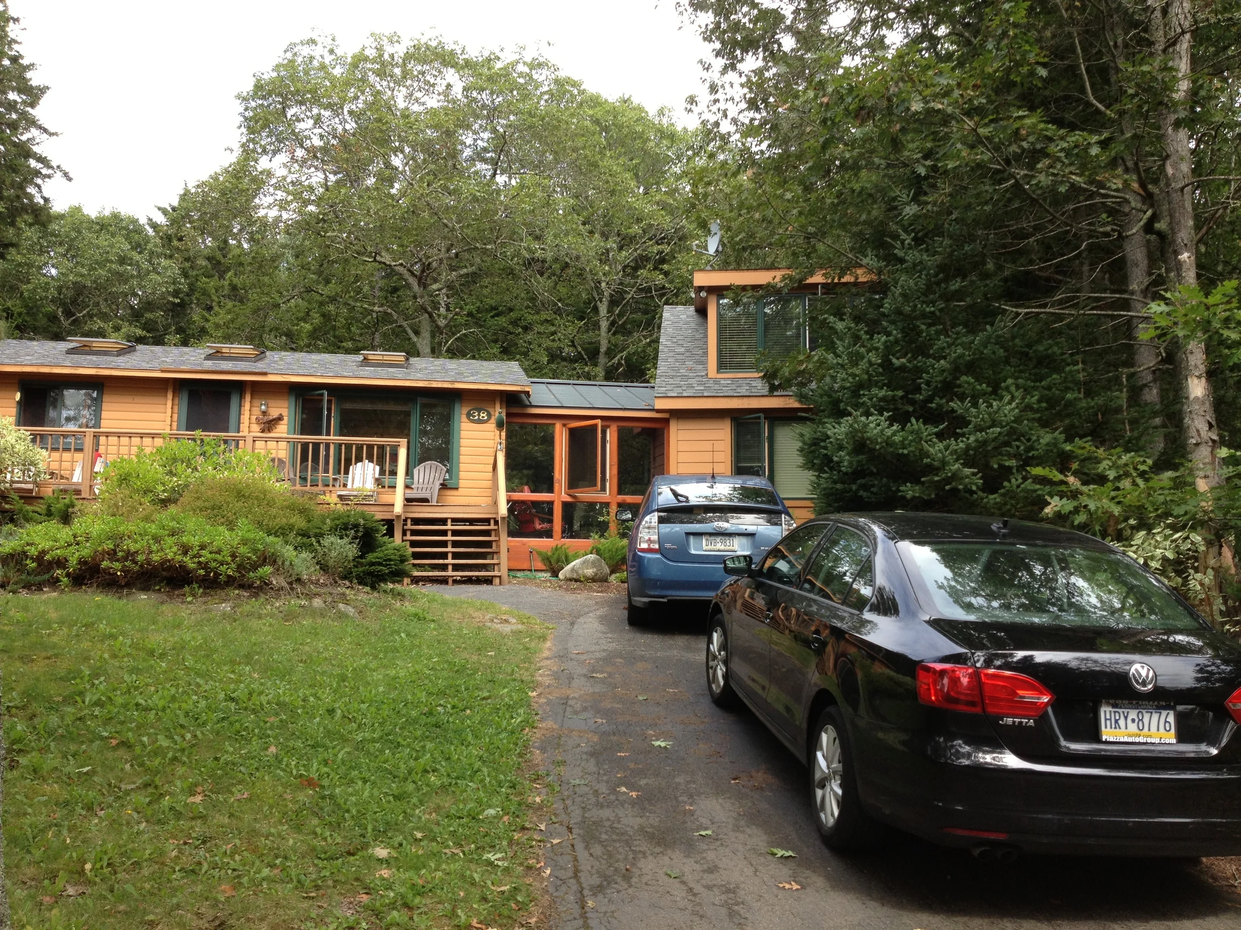 original cabin on left, new addition and living room link on right