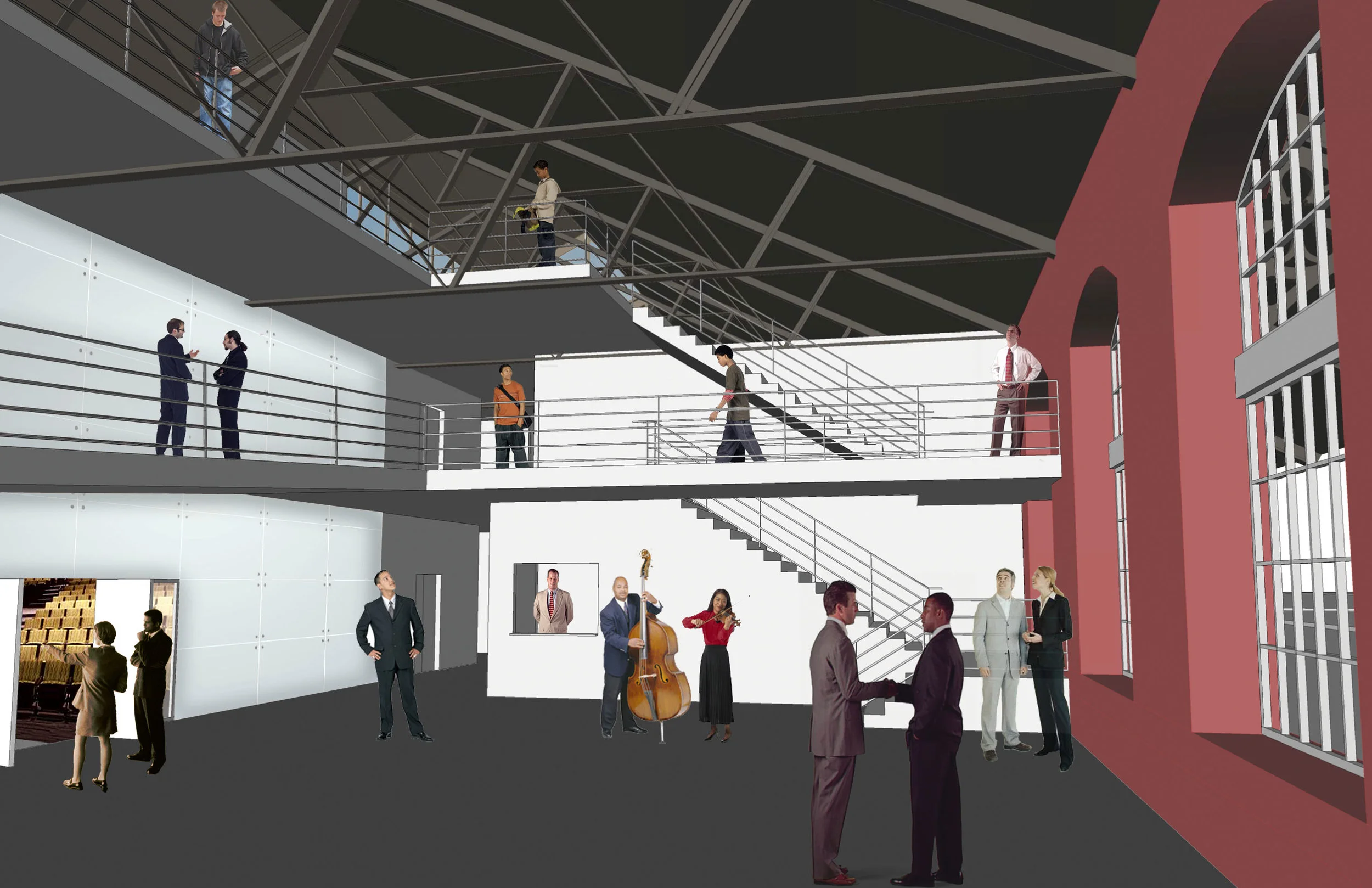 rendering of lobby at proposed train shed renovations