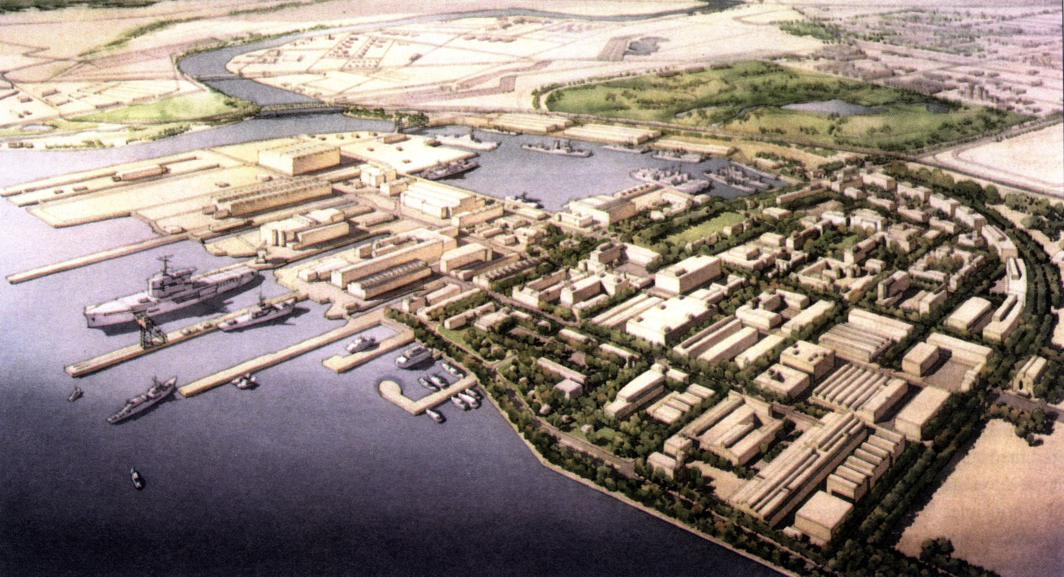 rendering of master plan with proposed league island boulevard
